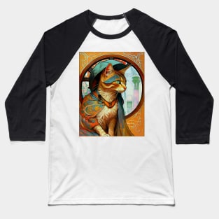 Renaissance Cat Art Nouveau Baseball T-Shirt